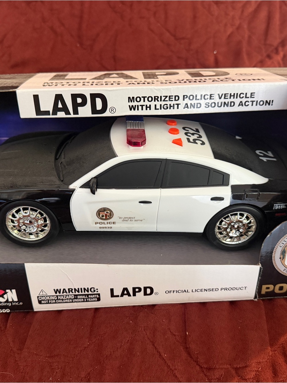 LAPD Black & White Motorized Police Car Toy